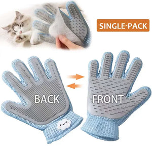 Double-sided pet grooming and loose fur removal mitt