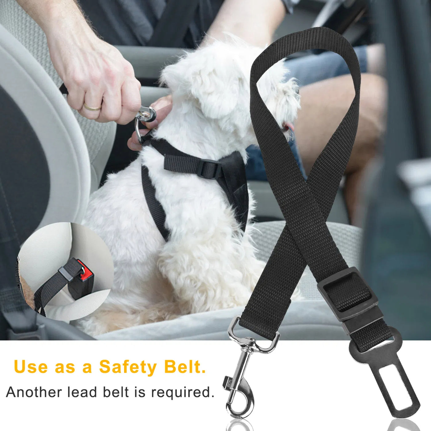 2Pcs Pet Dog Seat Belt Leash Adjustable Pet Dog Cat Safety Leads Harne product image