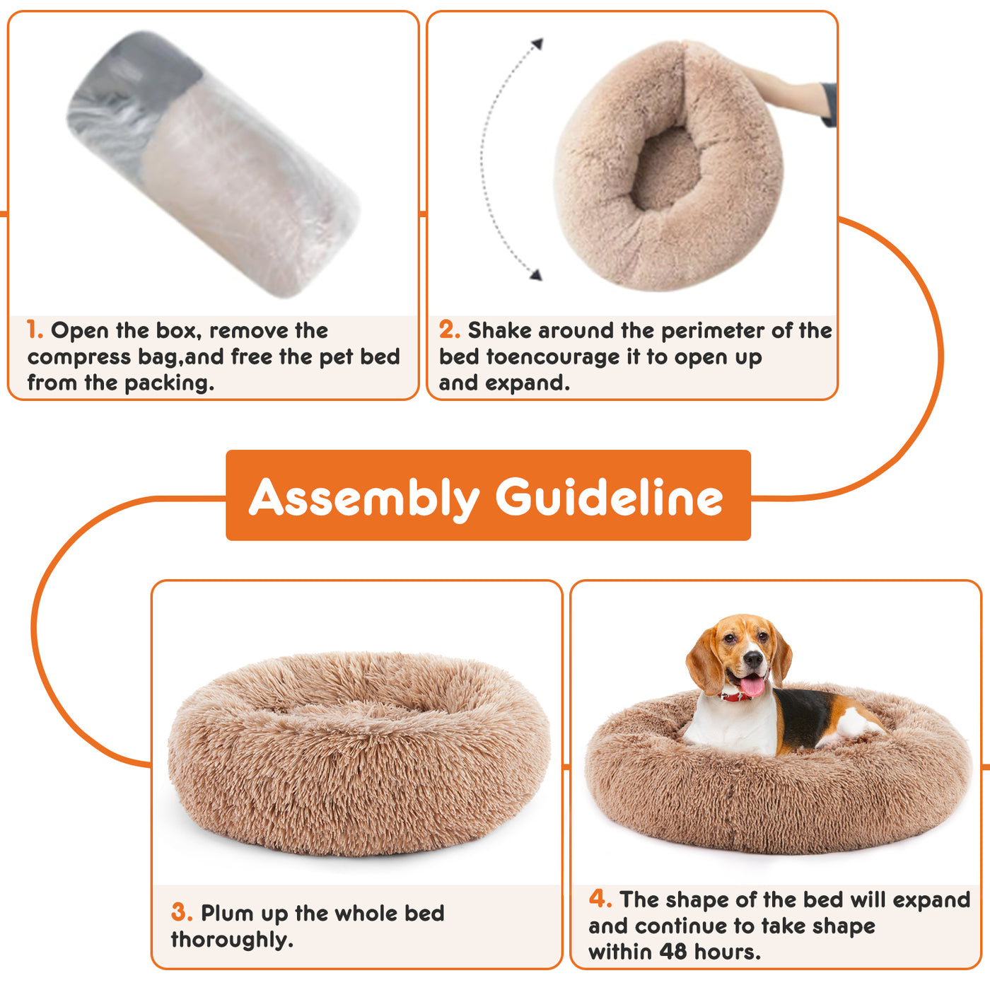 24 Inch Anti-Slip Round Fluffy Plush Faux Fur Cat Bed Fits Up To 25 Lb product image
