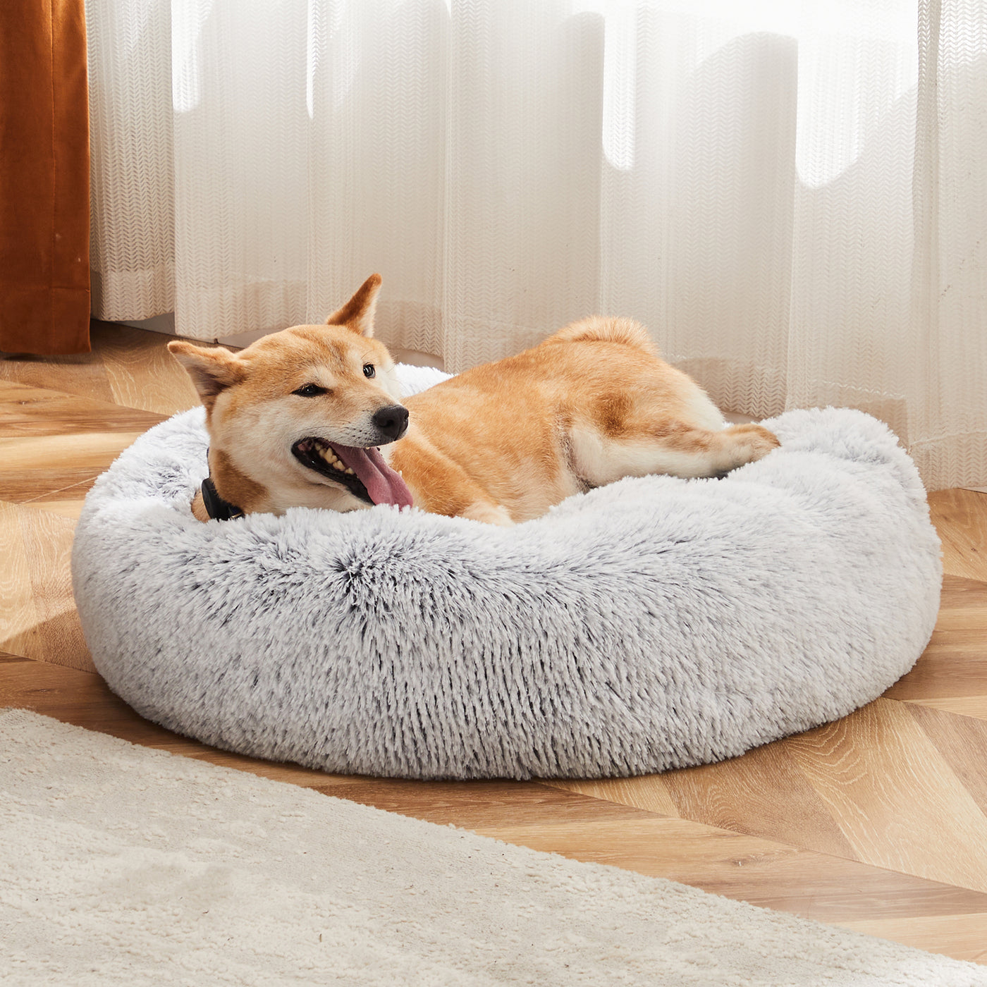 24 Inch Anti-Slip Round Fluffy Plush Faux Fur Cat Bed Fits Up To 25 Lb product image