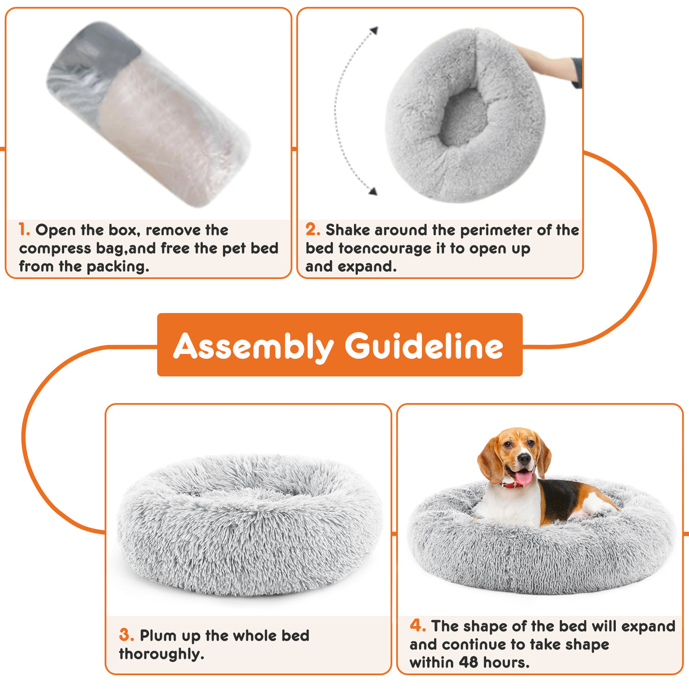 24 Inch Anti-Slip Round Fluffy Plush Faux Fur Cat Bed Fits Up To 25 Lb product image