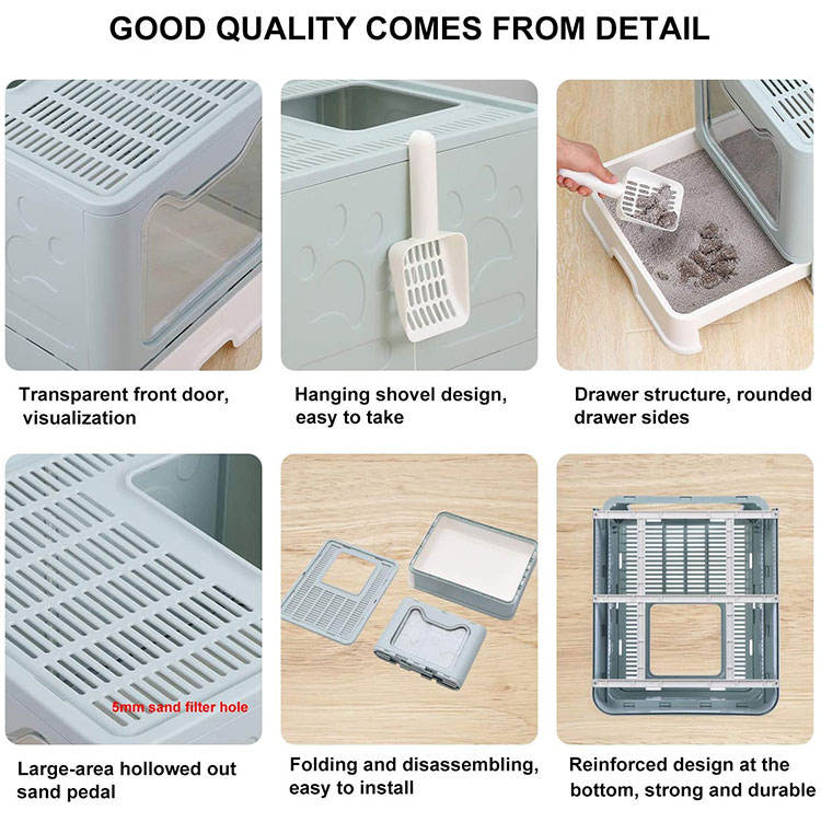Cat Litter Box Front Entry Enclosed Extra Large Litter Box Wit product image