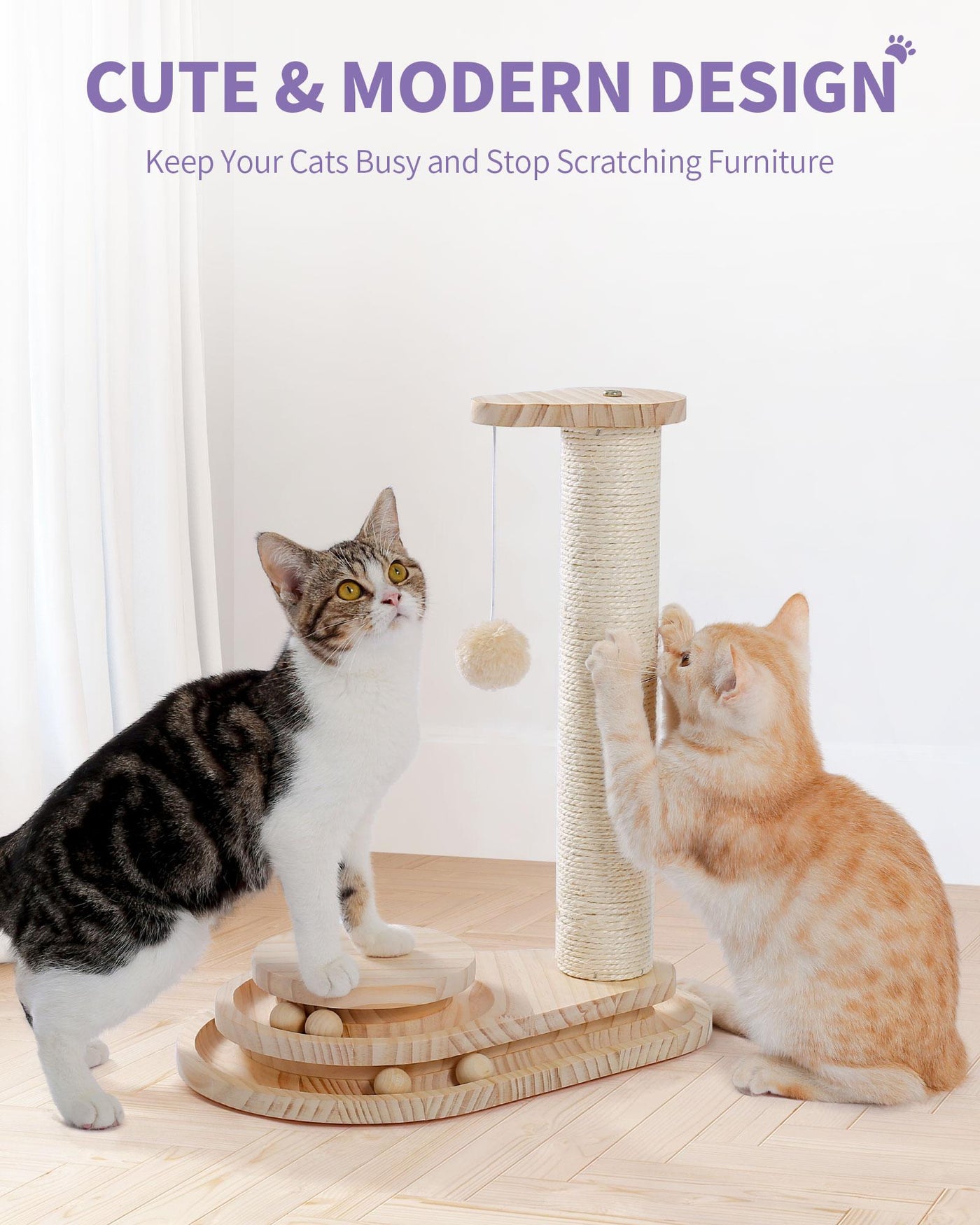 Indoor Cat Soft Scratching Board And Interactive Ball Track Toy Cat Re product image