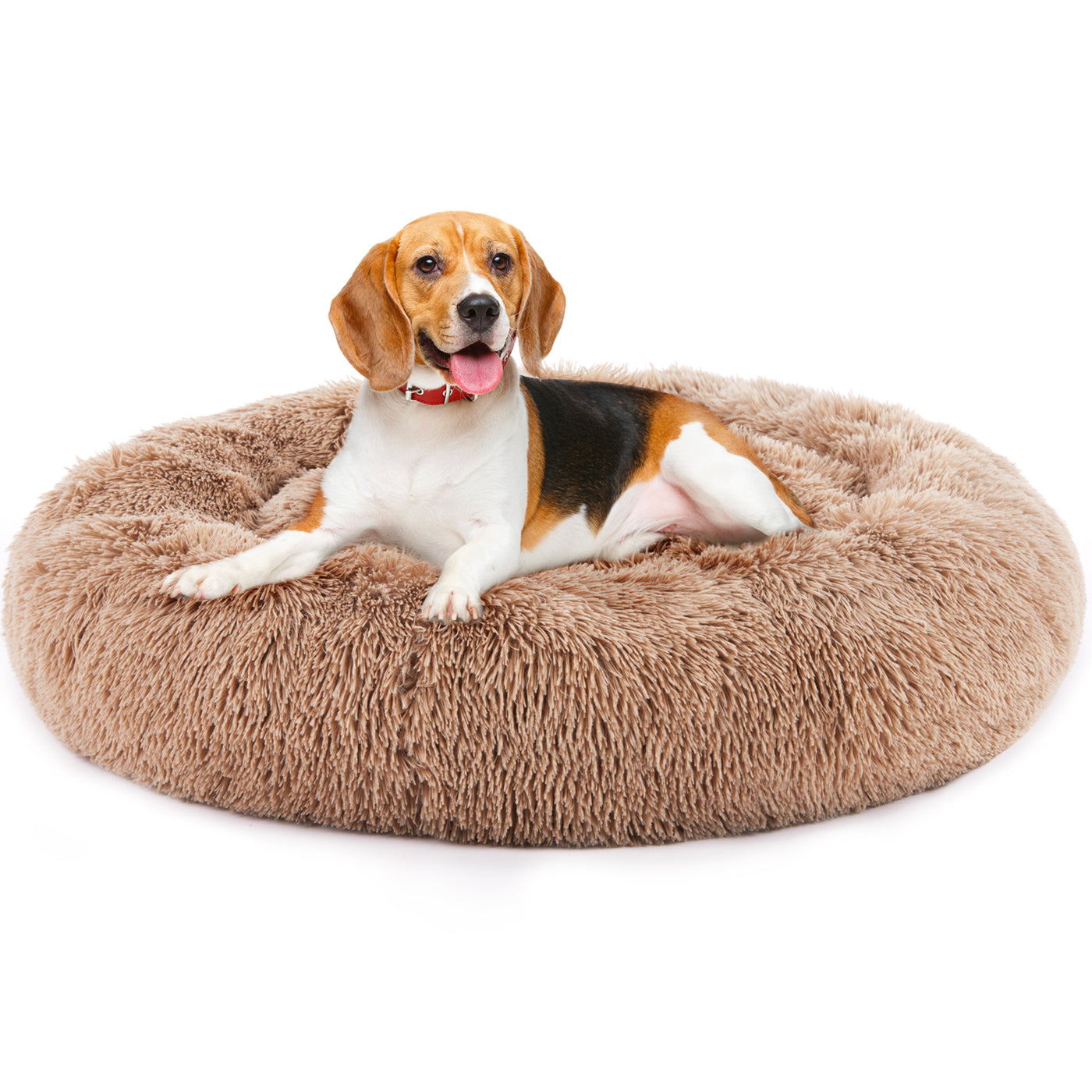 24 Inch Anti-Slip Round Fluffy Plush Faux Fur Cat Bed Fits Up To 25 Lb product image