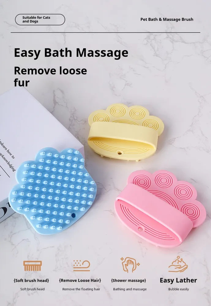 Light yellow silicone dog bath and massage brush