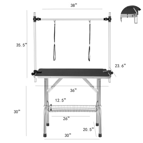 36 Inch Professional Dog Pet Grooming Table Adjustable Heavy Duty Port product image