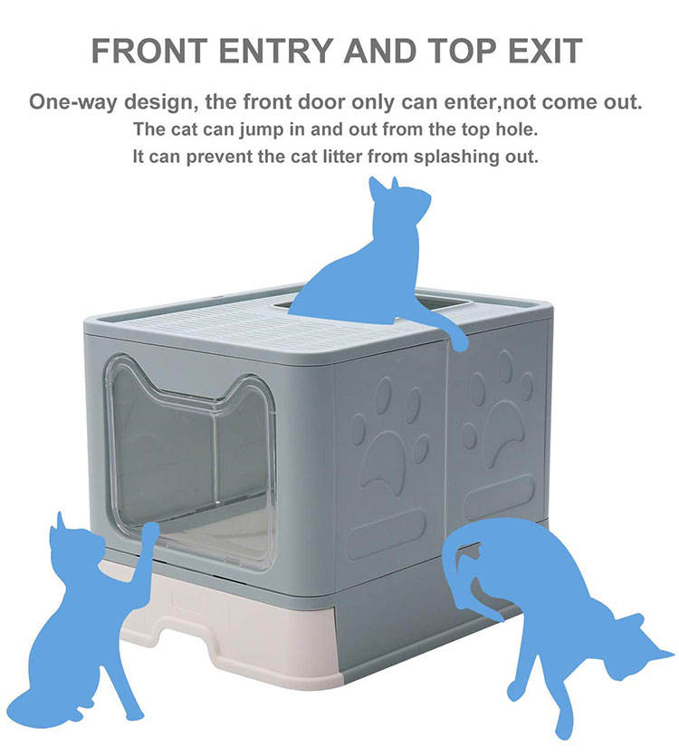 Cat Litter Box Front Entry Enclosed Extra Large Litter Box Wit product image