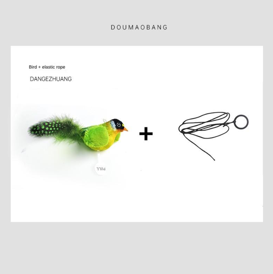 Green Feather Hunt Bird teaser toy for indoor cats