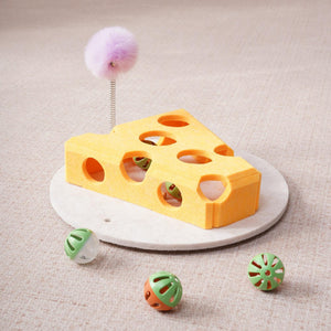Yellow indoor cat treat and play puzzle box