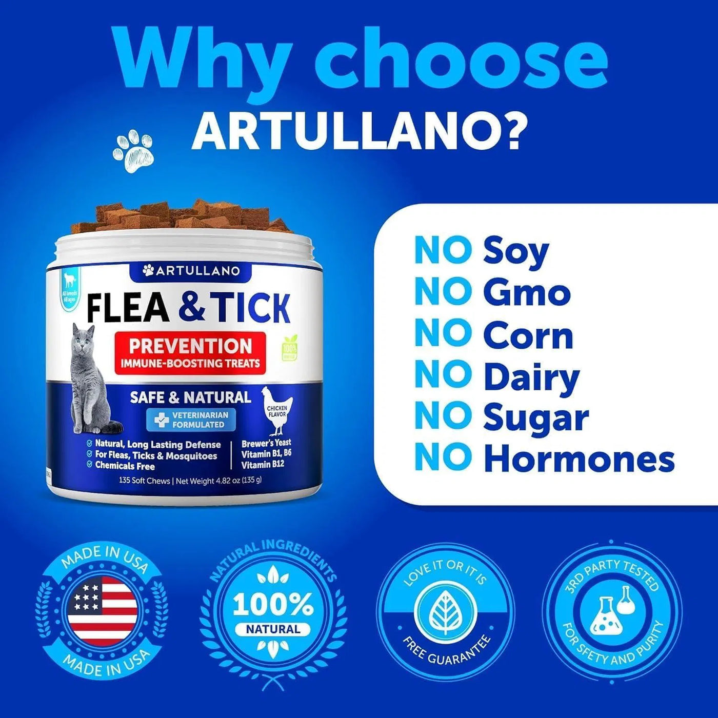 Pet Flea Treatment For Cats Natural Flea And Tick Prevention Supplement Fo product image