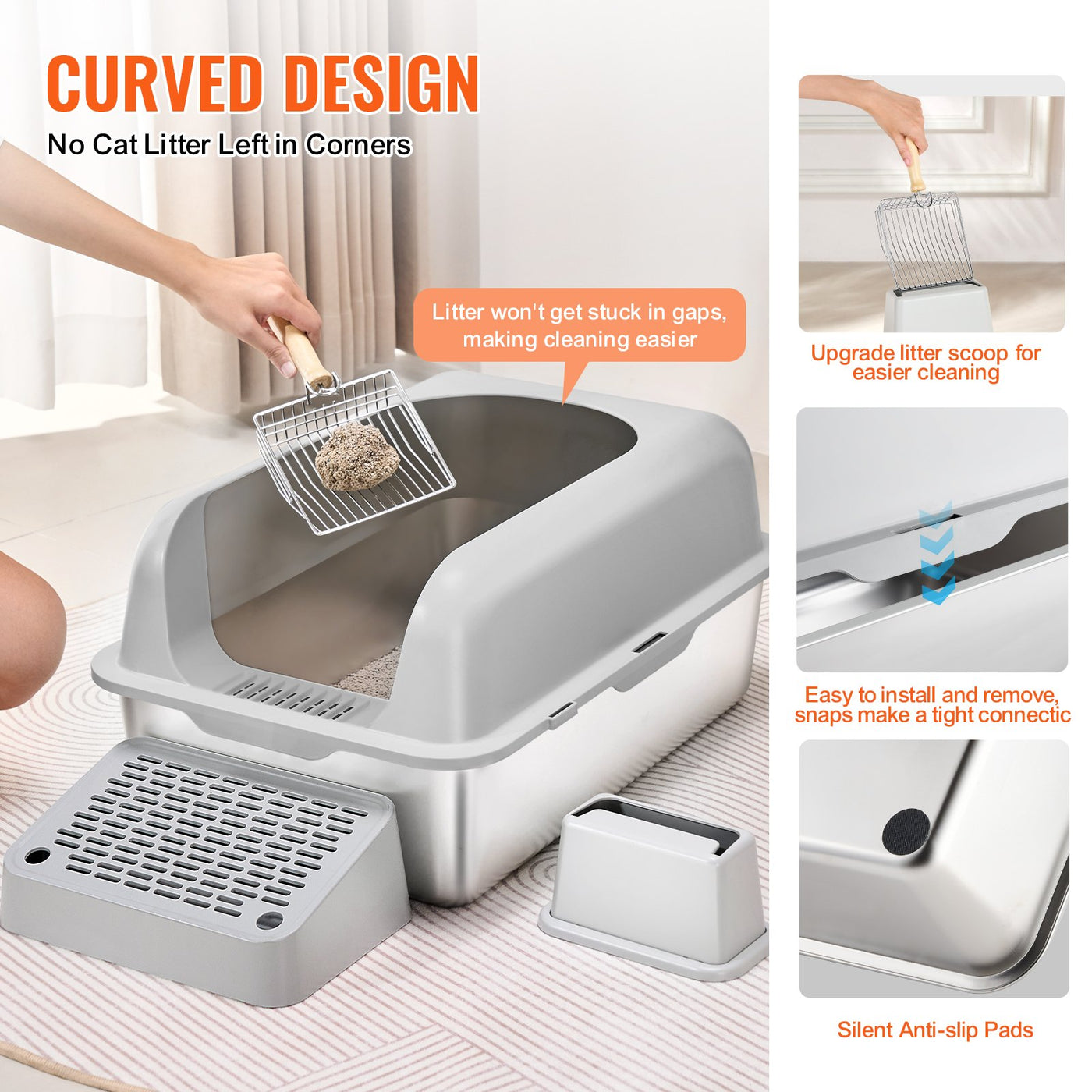 Vevor 6 In Deep Cat Litter Box Odor-Free Litter Box With Filtering Foo product image