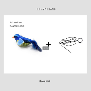 Blue and green Feather Hunt Bird teaser toy for indoor cats
