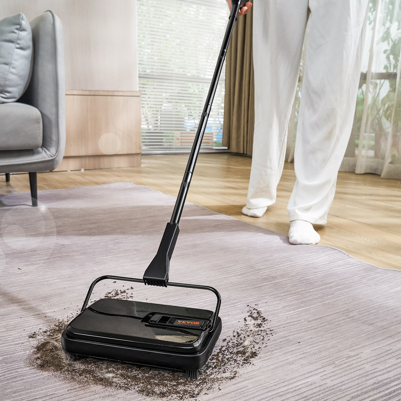 Pet Vevor Carpet Sweeper 7 87 In Sweeping Paths Floor Sweeper Manual Non E product image
