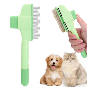 Green easy-release grooming comb for cats